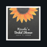 Serviette En Papier Chalkboard Sunflower Rustic Country Fête des marié<br><div class="desc">Personnaliser pour tout événement.</div>