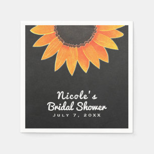 Serviette En Papier Chalkboard Sunflower Rustic Country Fête des marié