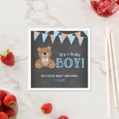 Serviette En Papier Chalkboard Teddy Bear Baby shower garçon (En situation)