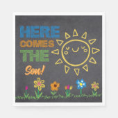 Serviette En Papier Chalkboard Voici Le Baby shower Fils (Devant)