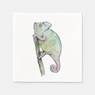 Serviette En Papier Chameleon à aquarelle mignonne