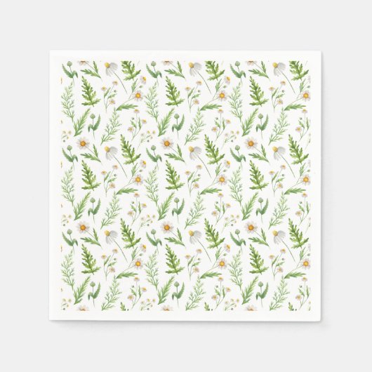 Serviette En Papier Chamomile Fleur Botanique Rustique Motif (Devant)