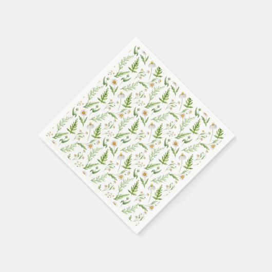 Serviette En Papier Chamomile Fleur Botanique Rustique Motif (Coin)