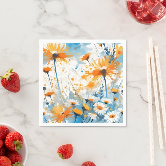 Serviette En Papier Champ de Fleur sauvage Breezy en Orange (En situation)