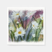 SERVIETTE EN PAPIER CHAMP DE FLEURS JOURNALIÈRES BLANCHES PAPIER NAPKI (Devant)