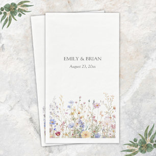 Serviette En Papier Champ de Fleurs Sauvages Joli Rustique Aquarelle M
