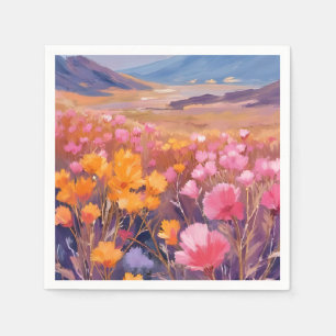 Serviette En Papier Champ de fleurs sauvages Peinture de paysage flo