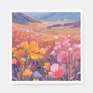Serviette En Papier Champ de Fleurs Sauvages Peinture de Paysage Flo