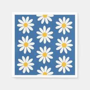 Serviette En Papier Champ de marguerites en bleu