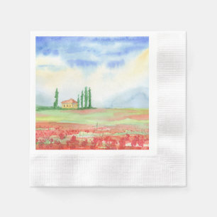 Serviette En Papier Champ de pavots en Toscane