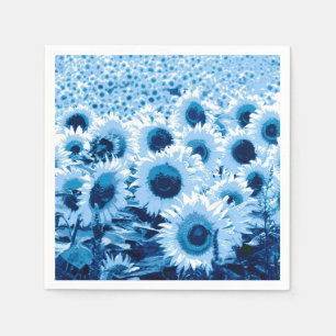 Serviette En Papier Champ de tournesols - nuances de bleu