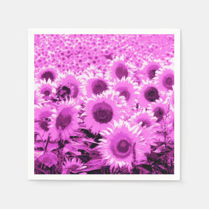 Serviette En Papier Champ des tournesols - violette, orchidée et