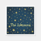 Serviette En Papier Champ d'étoiles sur Deep Midnight Blue Sky (Devant)