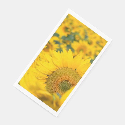 Serviette En Papier Champ jaune de tournesols photo (Coin)