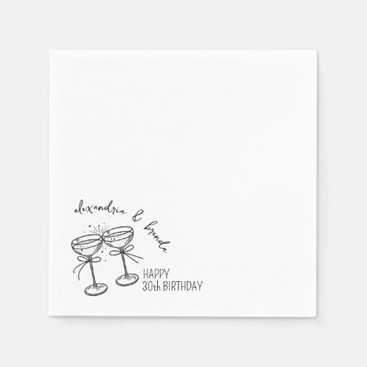 Serviette En Papier Champagne Anniversaire (Devant)