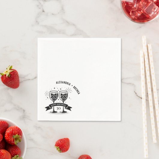 Serviette En Papier Champagne Anniversaire (En situation)