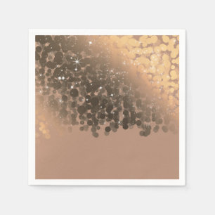 Serviette En Papier Champagne Beige Doré Lumières scintillantes Fête