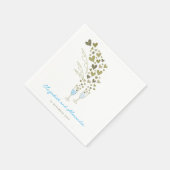 Serviette En Papier Champagne Bleu Cheers Cœurs Dorés Fête de Mariage (Coin)