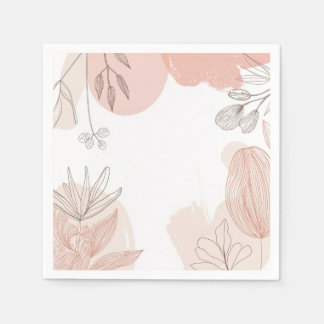 Serviette En Papier Champagne Blush rose - Main tiré floral