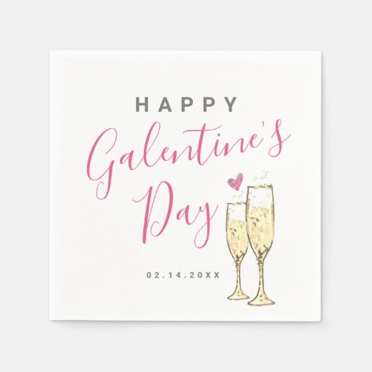 Serviette En Papier Champagne Bonne Saint-Galentin (Devant)