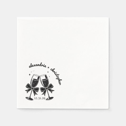 Serviette En Papier Champagne Bows (Devant)