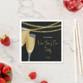 Serviette En Papier Champagne & cordes d'or | Soirée du Nouvel An (En situation)