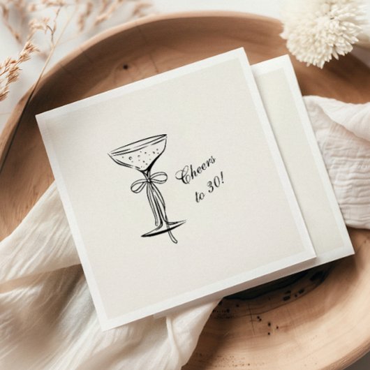 Serviette En Papier Champagne Coupe Cheers to Birthday