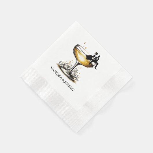 Serviette En Papier Champagne Couple (Coin)