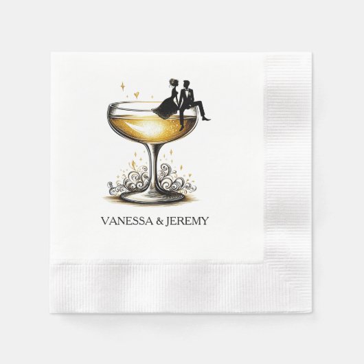 Serviette En Papier Champagne Couple (Devant)