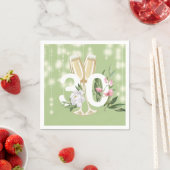 Serviette En Papier Champagne de luxe Green 30e anniversaire (En situation)