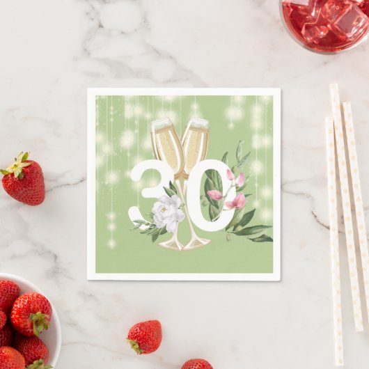 Serviette En Papier Champagne de luxe Green 30e anniversaire (En situation)