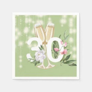 Serviette En Papier Champagne de luxe Green 30e anniversaire