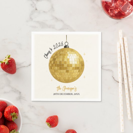 Serviette En Papier Champagne Disco Ball 2026 New Year Eve (En situation)