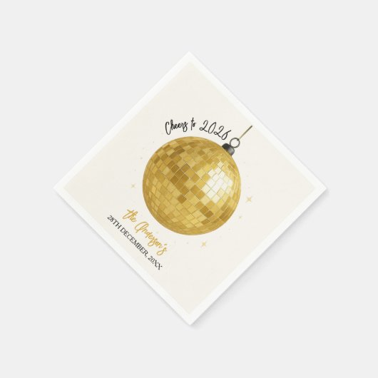 Serviette En Papier Champagne Disco Ball 2026 New Year Eve (Coin)