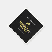 Serviette En Papier Champagne d'or Elégant moderne Noir fête d'anniver (Coin)