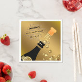 Serviette En Papier Champagne d'or noir Elégant papier de fête d'anniv (En situation)