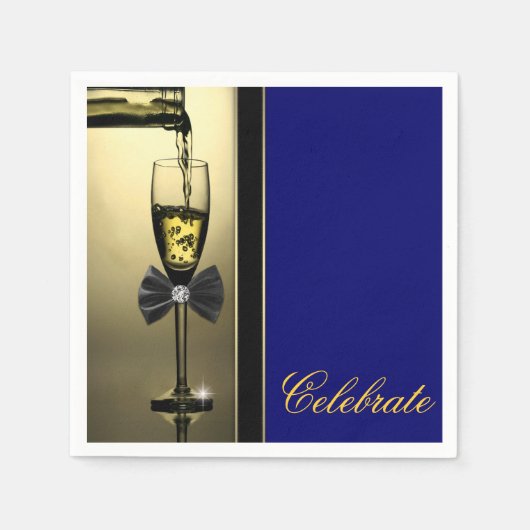 Serviette En Papier Champagne doré élégant (Devant)