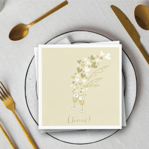 Serviette En Papier Champagne Doré Félicitations Fiançailles Mariage