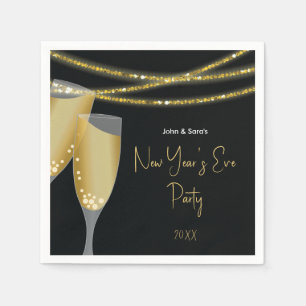 Serviette En Papier Champagne et cordes d'or  Soirée du Nouvel An