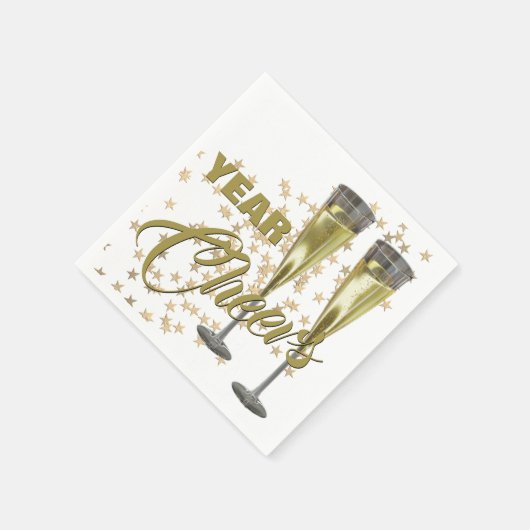 Serviette En Papier Champagne Flutes Custom Happy New Year (Coin)