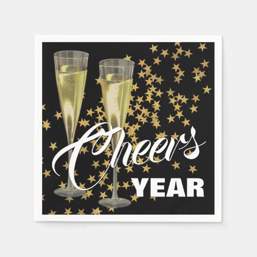 Serviette En Papier Champagne Flutes Custom Happy New Year (Devant)
