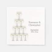 Serviette En Papier Champagne Glasses Simple Wedding (Devant)