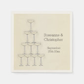 Serviette En Papier Champagne Glasses Wedding (Devant)