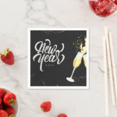 Serviette En Papier Champagne Gold Black Verre Confetti Moderne (En situation)