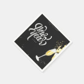 Serviette En Papier Champagne Gold Black Verre Confetti Moderne (Coin)