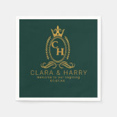 Serviette En Papier Champagne gold minimal  lettering green weeding (Devant)
