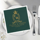 Serviette En Papier Champagne gold minimal  lettering green weeding