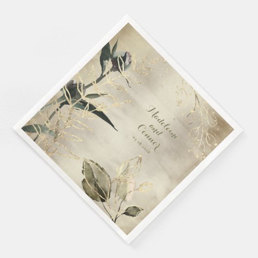 Serviette En Papier Champagne Gold Peony Garden Mariage élégant (Coin)