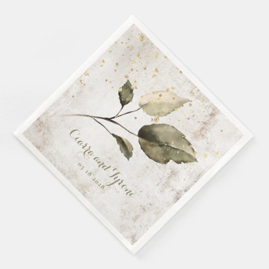 Serviette En Papier Champagne Gold Splash Four Leaf Plâtre vénitien (Coin)