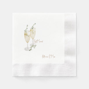 Serviette En Papier Champagne Mariage de feuillage Marié Coin